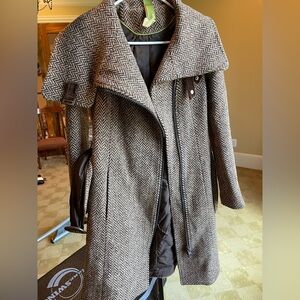 Soia & Kyo Herringbone Trench Coat - Black and Gray